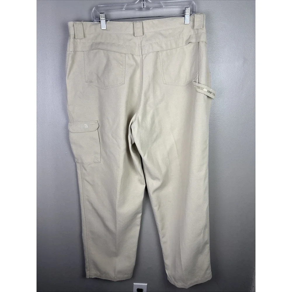 North Face Size 38 Tan Pants Cargo Pocket Hook Loop Tekwear Technology Heavy